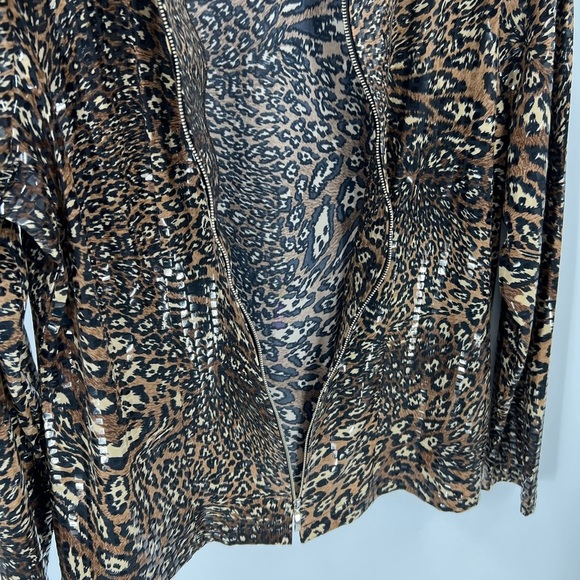 Exclusively Misook leopard print, sequent zip front jacket M - Picture 9 of 12